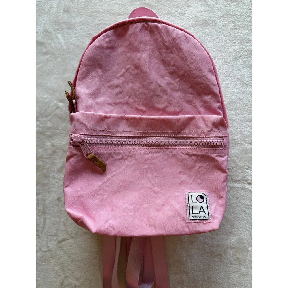 LOLA California Starchild Pink Crinkle Nylon Mini Backpack Kids OS Excellent
